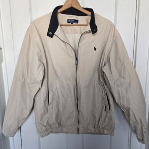 Vintage Polo Ralph Lauren Men's Bi-Swing Windbreaker Jacket Size L Preppy‎ Tan